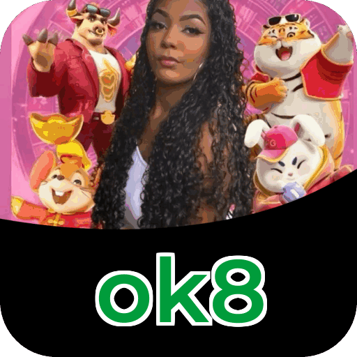 Interface do aplicativo ok8 mostrando jogos disponíveis no iOS e Android